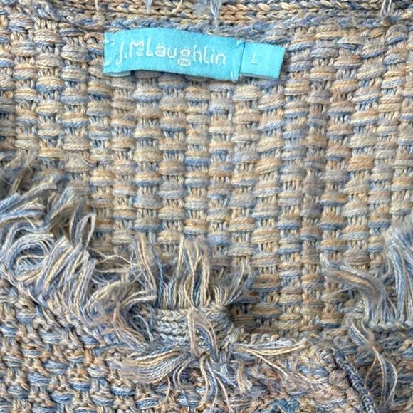 J. McLaughlin Woven Fringe Long Nan Cardigan Sweater Gray Size Large - Picture 8 of 12